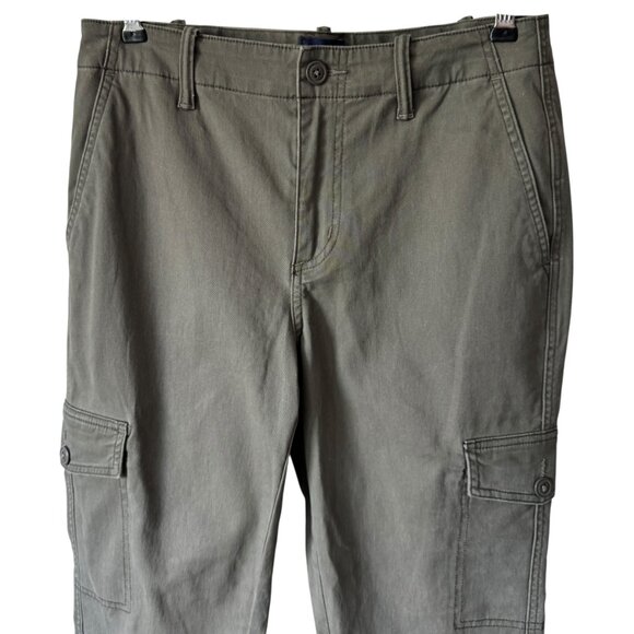 Land's End Sz 6 Carpenter Utility Cargo Tapered Jeans Chino Pants Pockets Green - Picture 3 of 15